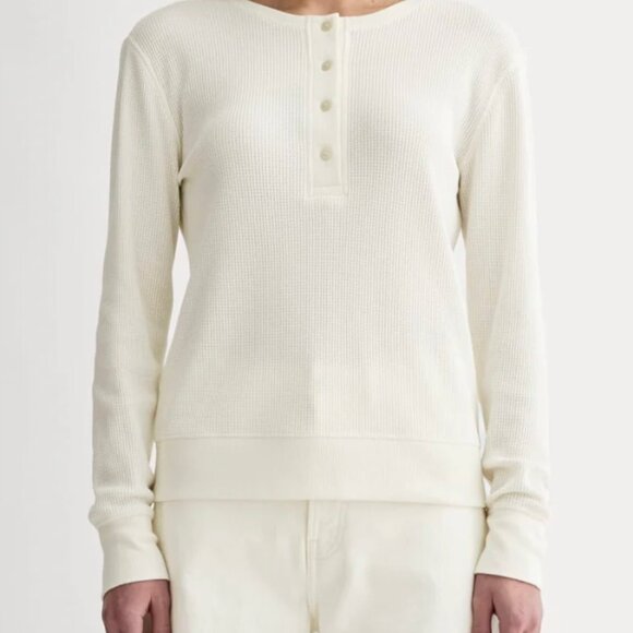 Everlane The Waffle Henley Top (Bone, Small) - Picture 2 of 4